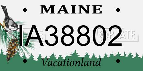 IA38802 Maine License Plate