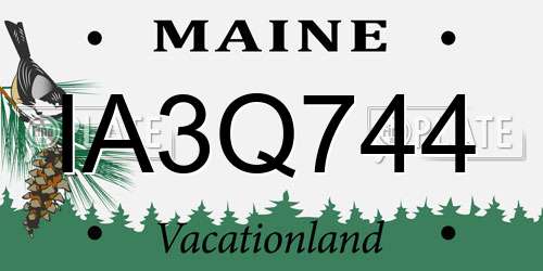 IA3Q744 Maine License Plate