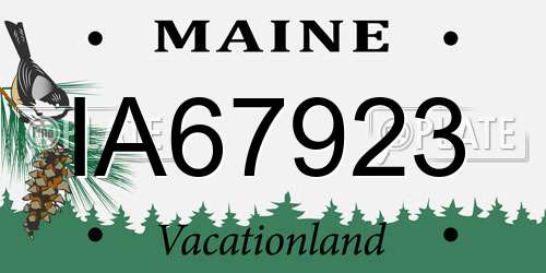 IA67923 Maine License Plate