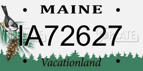 IA72627 Maine License Plate