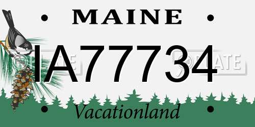 IA77734 Maine License Plate
