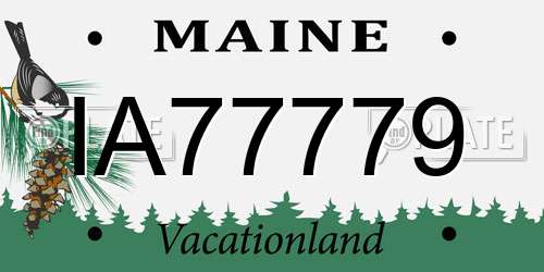 IA77779 Maine License Plate