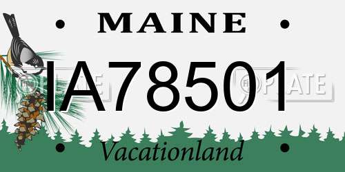 IA78501 Maine License Plate