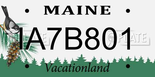 IA7B801 Maine License Plate