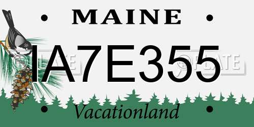 IA7E355 Maine License Plate