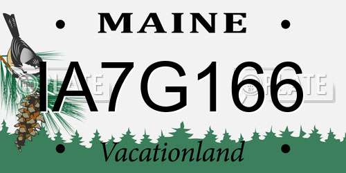 IA7G166 Maine License Plate