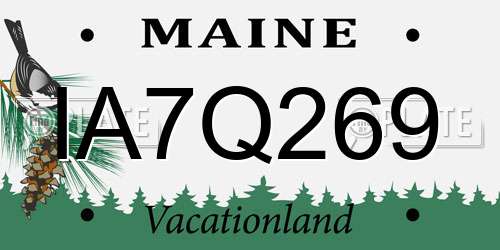 IA7Q269 Maine License Plate