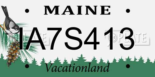 IA7S413 Maine License Plate