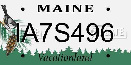 IA7S496 Maine License Plate
