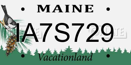 IA7S729 Maine License Plate