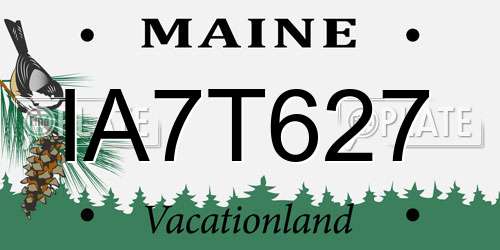IA7T627 Maine License Plate