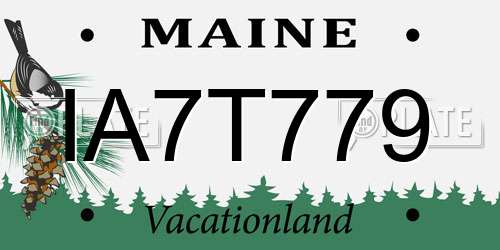IA7T779 Maine License Plate