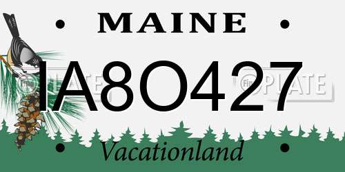 IA8O427 Maine License Plate