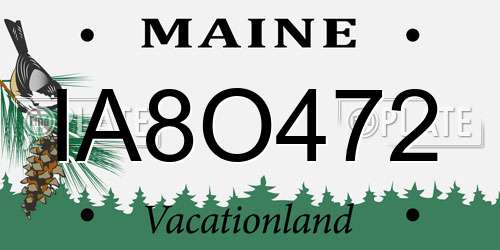 IA8O472 Maine License Plate