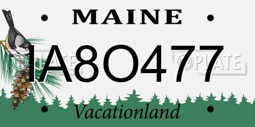 IA8O477 Maine License Plate