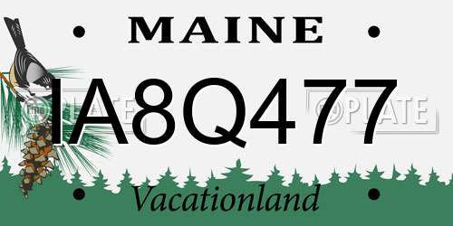 IA8Q477 Maine License Plate