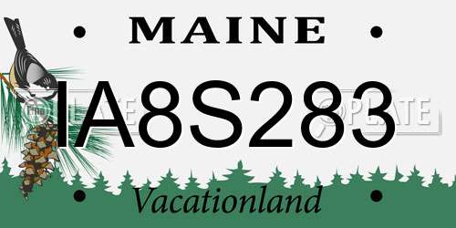 IA8S283 Maine License Plate