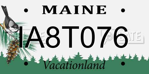 IA8T076 Maine License Plate