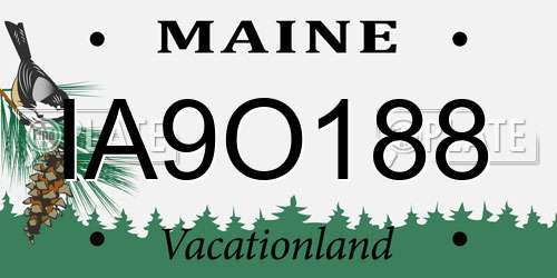 IA9O188 Maine License Plate