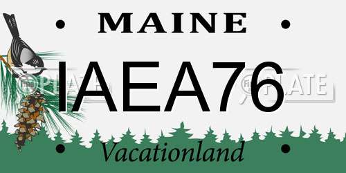 IAEA76 Maine License Plate