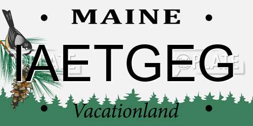 IAETGEG Maine License Plate
