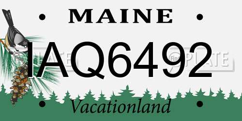 IAQ6492 Maine License Plate