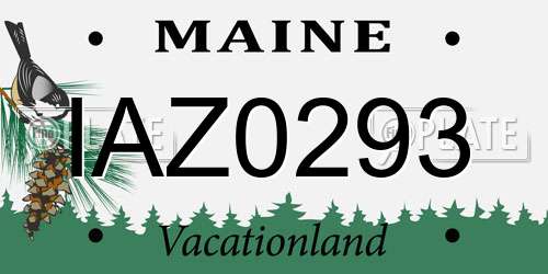 IAZ0293 Maine License Plate