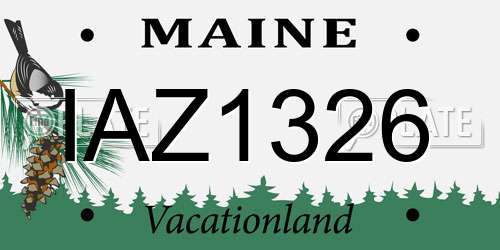 IAZ1326 Maine License Plate