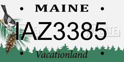 IAZ3385 Maine License Plate