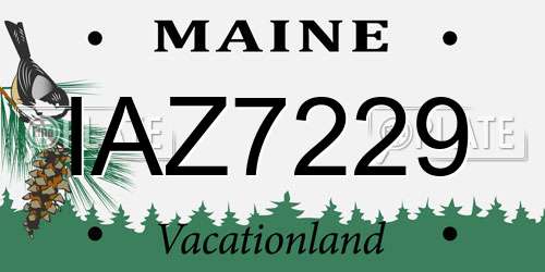 IAZ7229 Maine License Plate