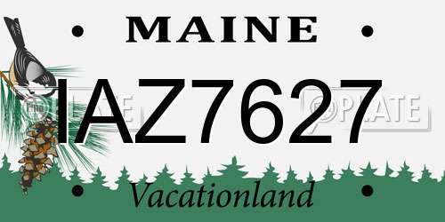 IAZ7627 Maine License Plate
