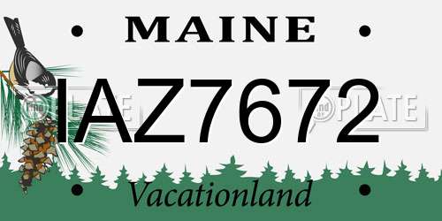 IAZ7672 Maine License Plate