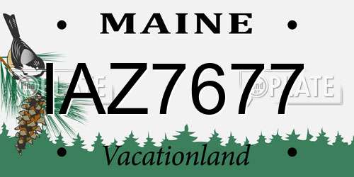 IAZ7677 Maine License Plate