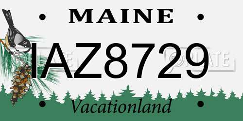 IAZ8729 Maine License Plate