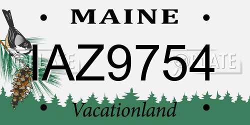 IAZ9754 Maine License Plate