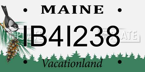 IB4I238 Maine License Plate