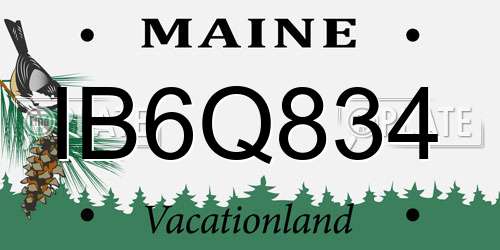 IB6Q834 Maine License Plate