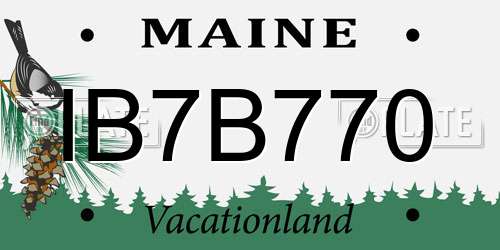IB7B770 Maine License Plate