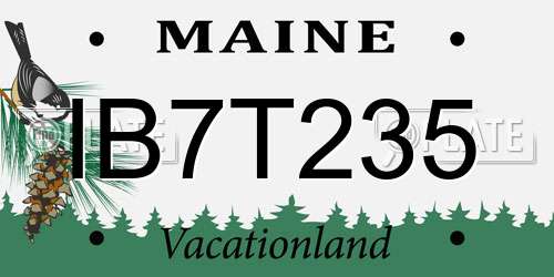 IB7T235 Maine License Plate