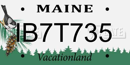 IB7T735 Maine License Plate