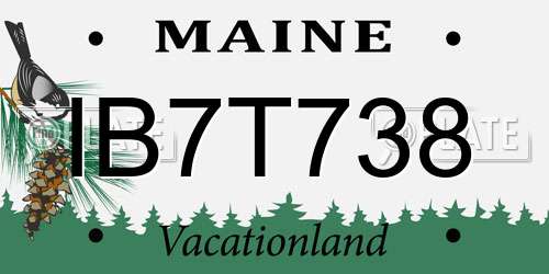 IB7T738 Maine License Plate