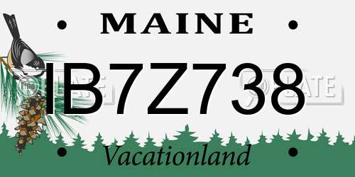 IB7Z738 Maine License Plate