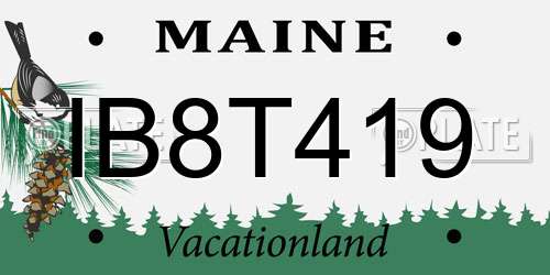 IB8T419 Maine License Plate