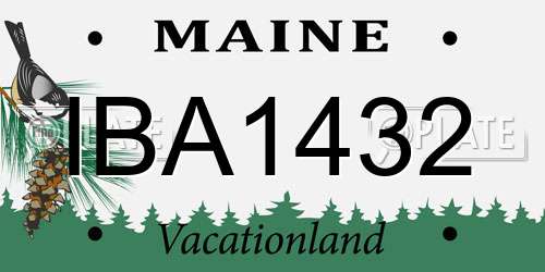 IBA1432 Maine License Plate