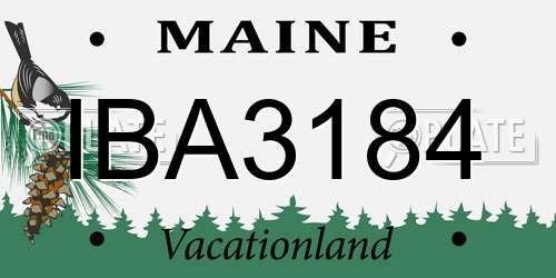 IBA3184 Maine License Plate