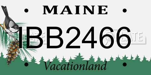 IBB2466 Maine License Plate