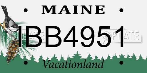 IBB4951 Maine License Plate