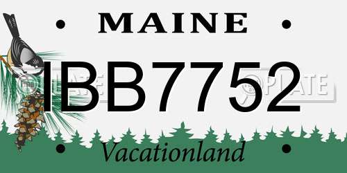 IBB7752 Maine License Plate