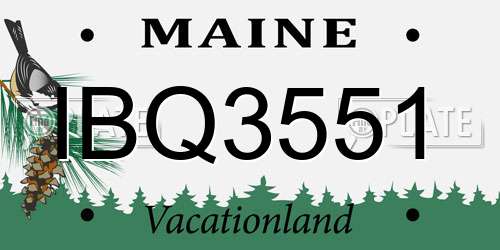 IBQ3551 Maine License Plate