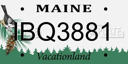 IBQ3881 Maine License Plate